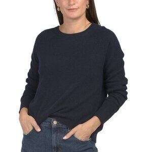 WHITE + WARREN Navy Cashmere Sweater
